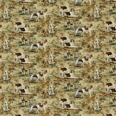 MULBERRY FD297.Y101.0 MULBERRY HOUNDS VELVET MULTI Fabric - Eade's Wallpaper