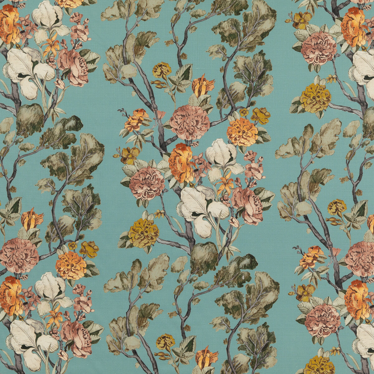 MULBERRY FD304.R122.0 WILD SIDE TEAL Fabric - Eade's Wallpaper