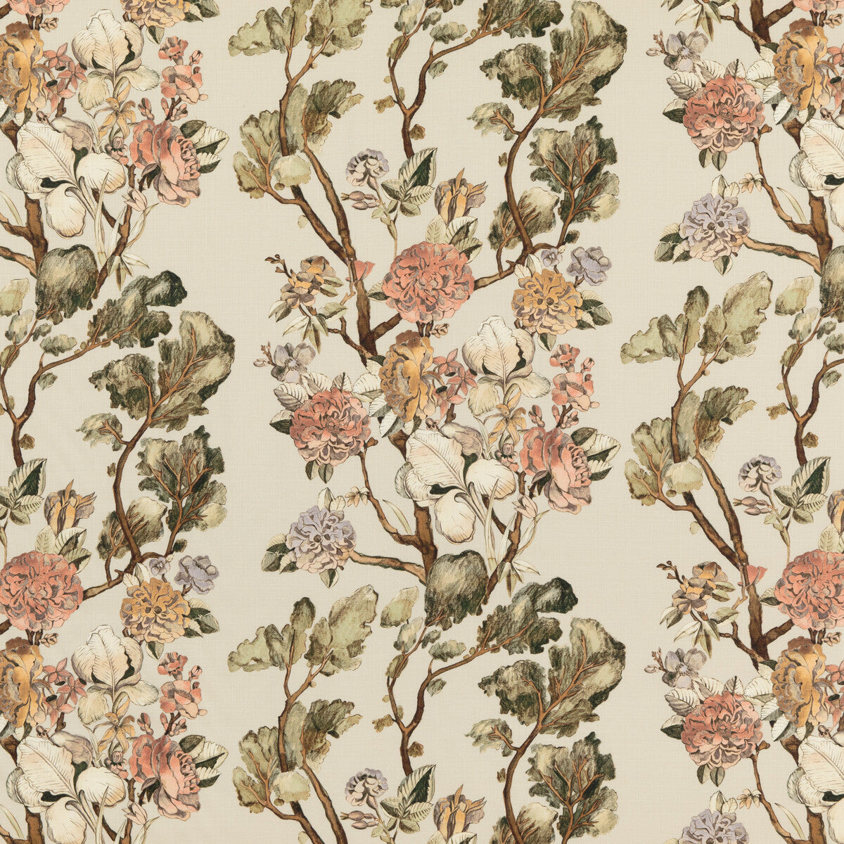 MULBERRY FD304.W27.0 WILD SIDE CORAL/GREEN Fabric - Eade's Wallpaper