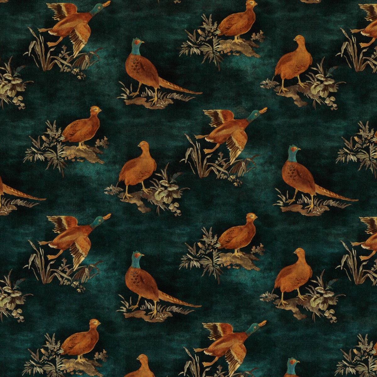 MULBERRY FD316.R122.0 GAME SHOW TEAL Fabric - Eade's Wallpaper