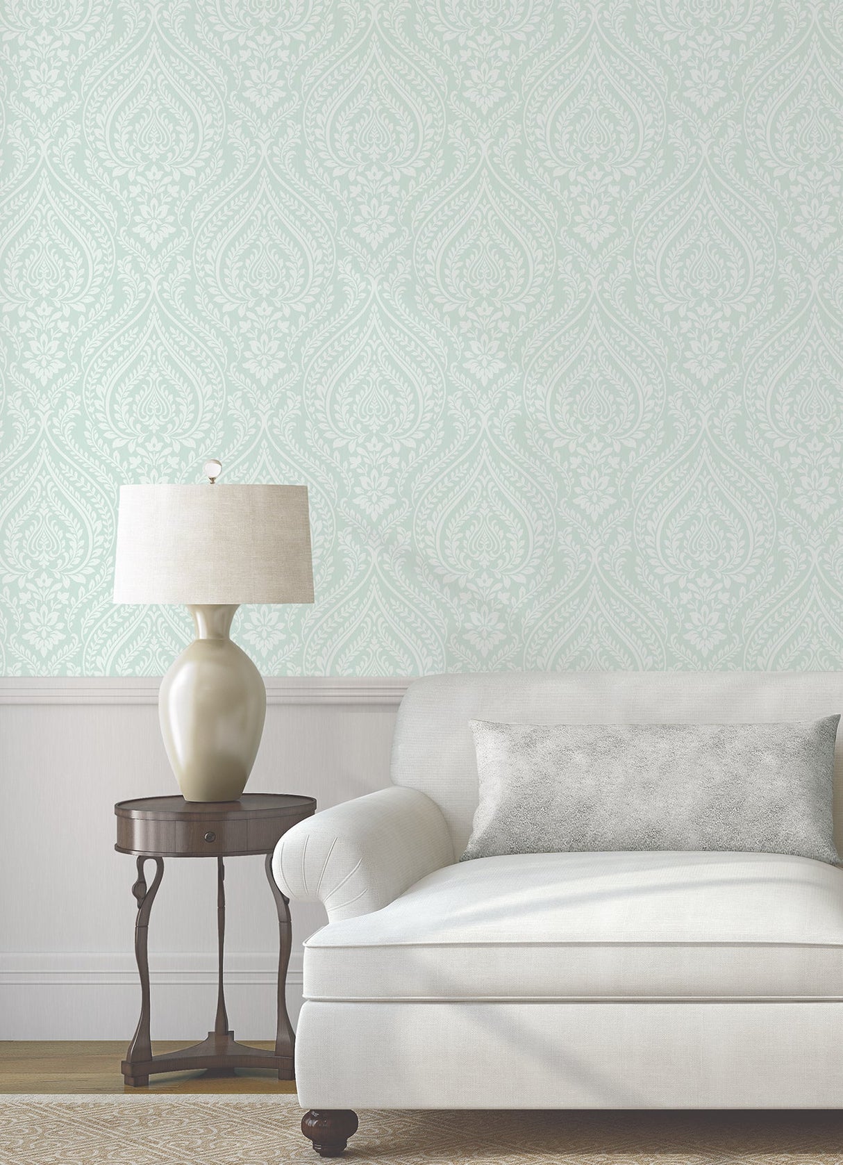 Fine Decor FD41255SW Maya Aqua Damask Wallpaper