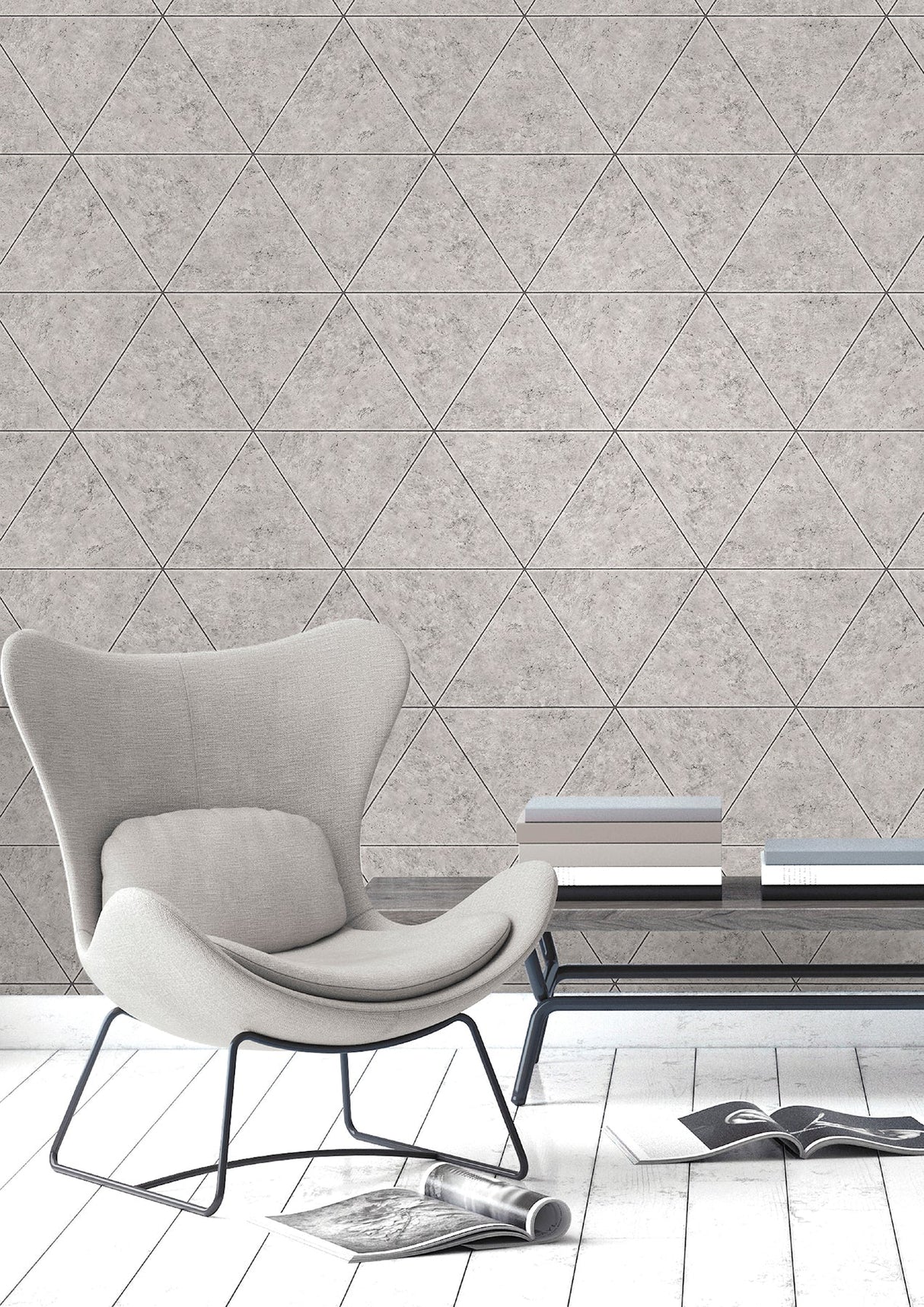 Fine Decor FD41760 Benson Grey Marble Triangle Wallpaper
