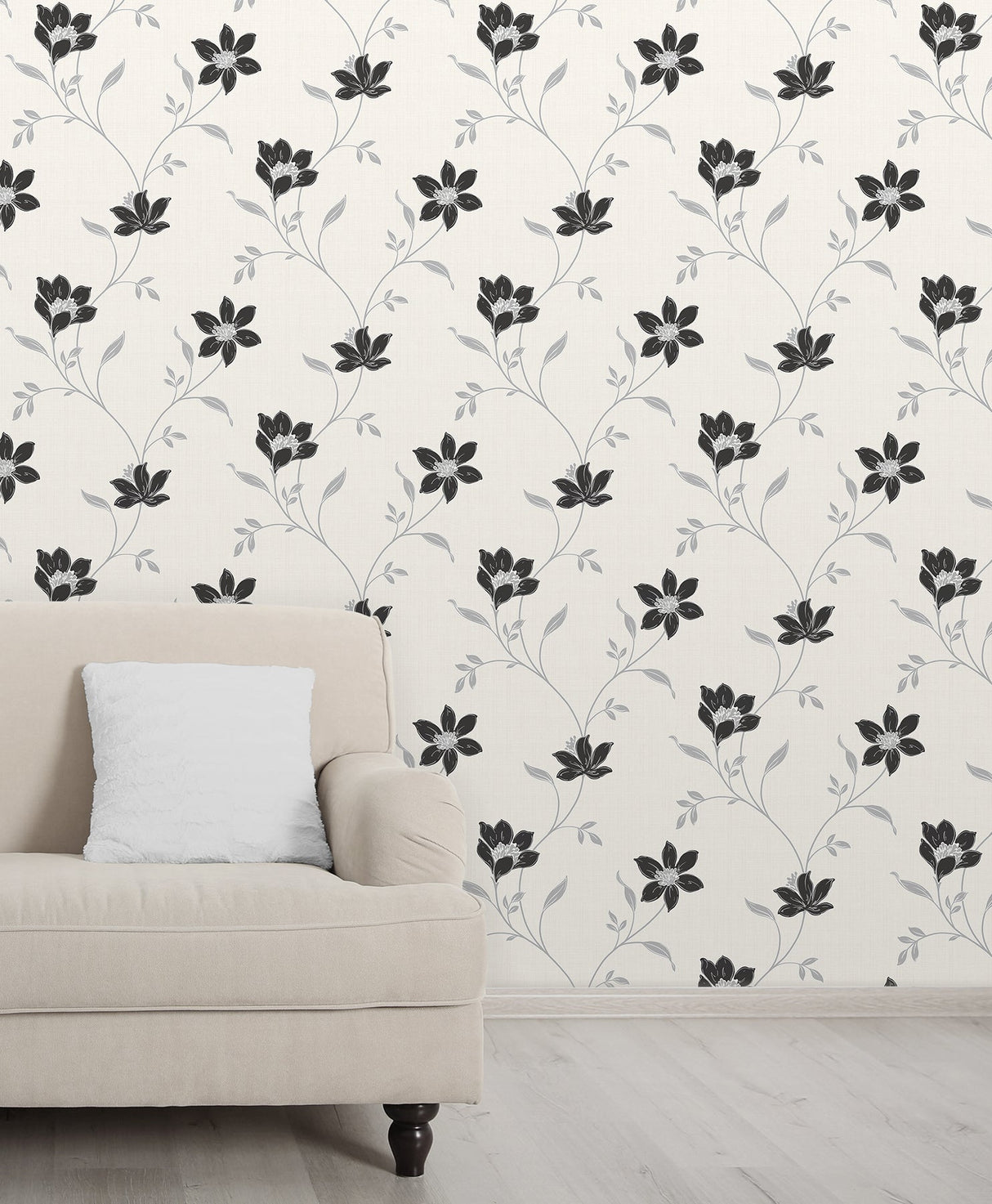 Fine Decor FD41944 Isobelle Black Floral Wallpaper