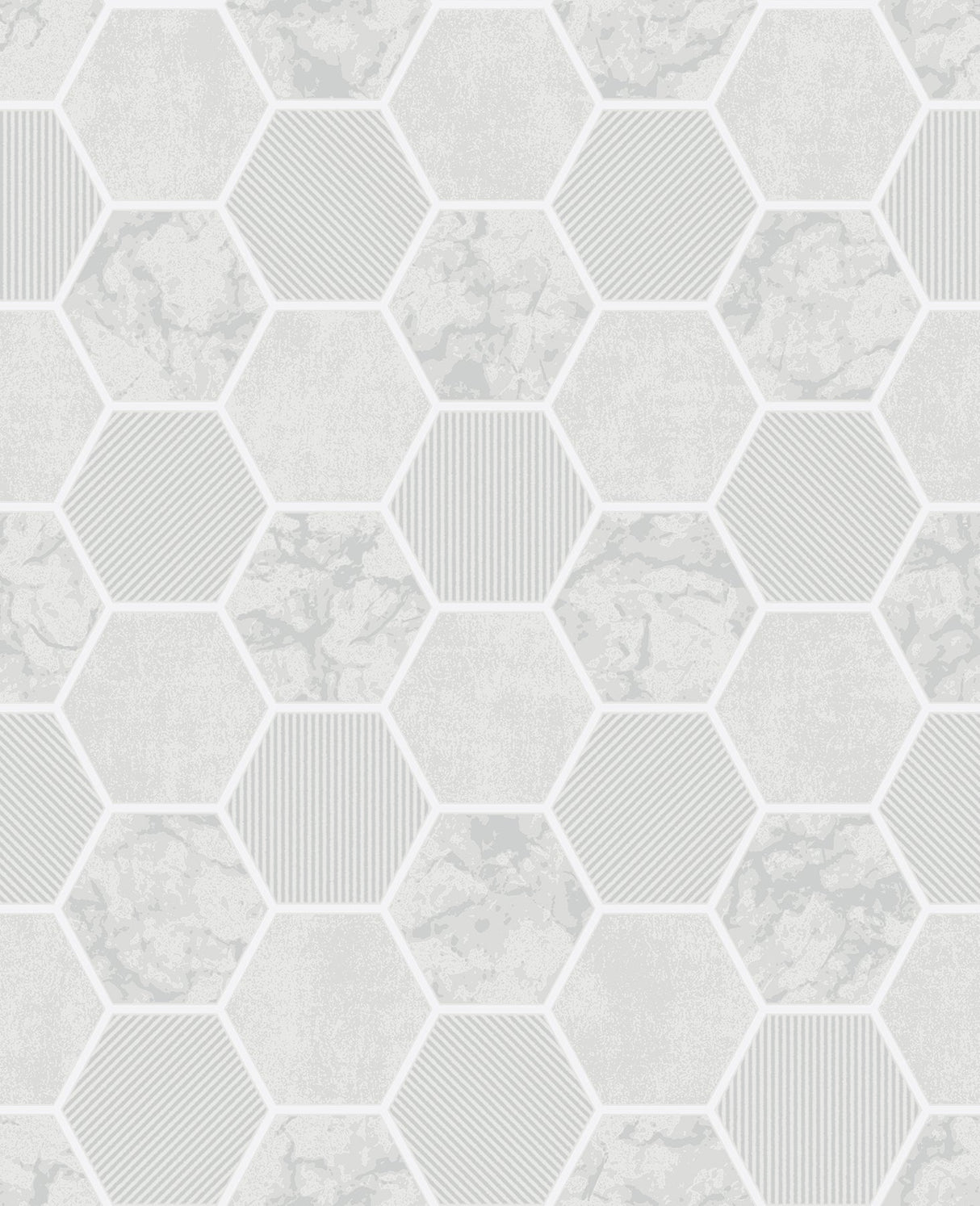 Fine Decor FD42411 Ceramica Grey Hexagon Tile Wallpaper