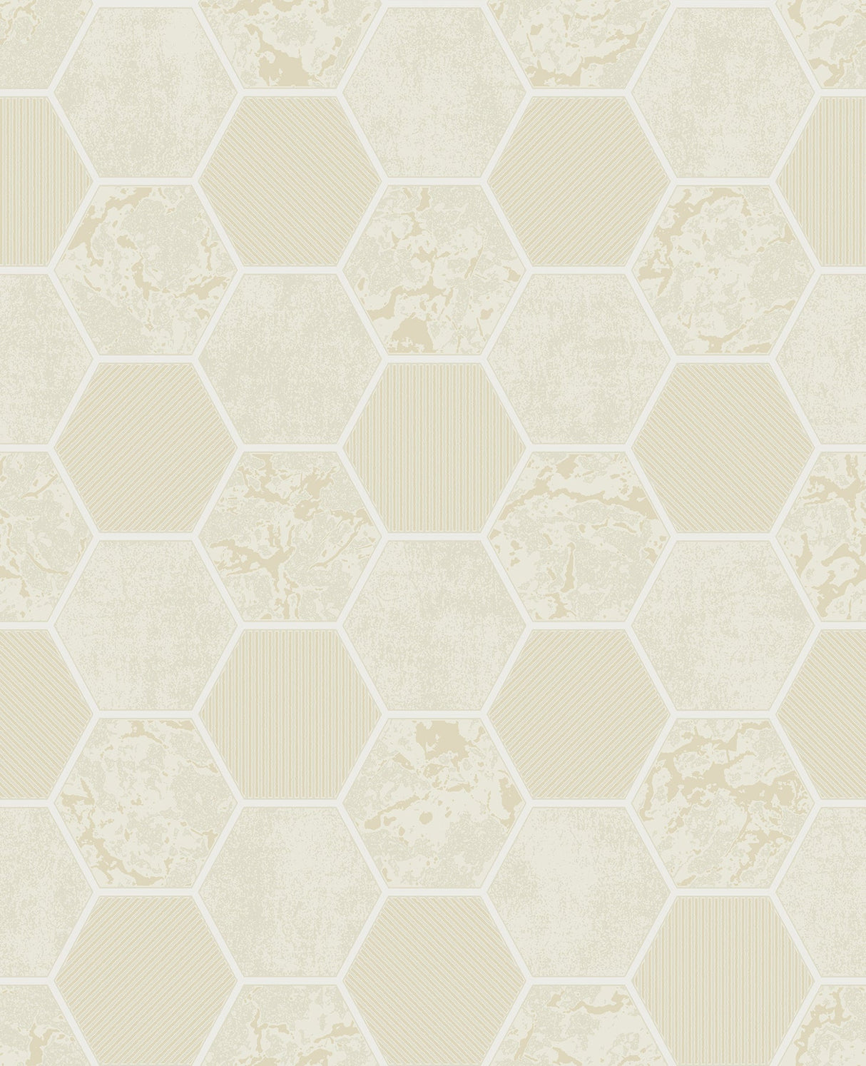 Fine Decor FD42413 Ceramica Cream Hexagon Tile Wallpaper