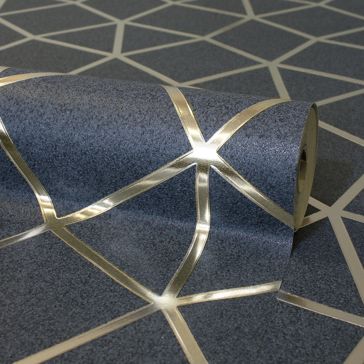 Fine Decor FD42560 Stella Dark Blue Geo Trellis Wallpaper