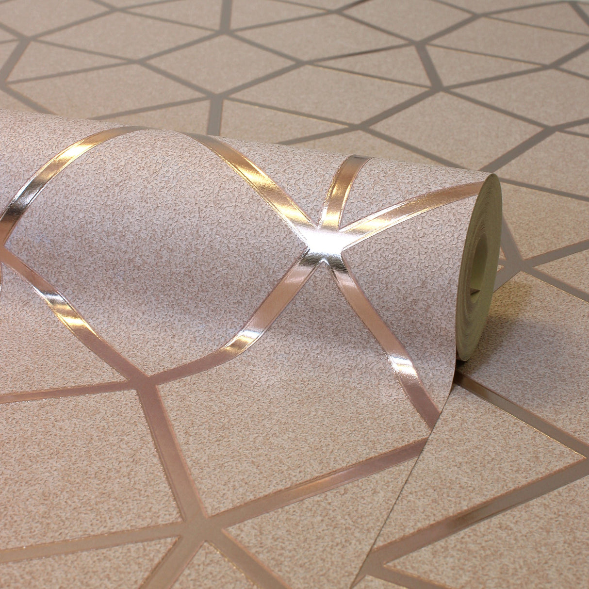 Fine Decor FD42561 Stella Blush Geo Trellis Wallpaper