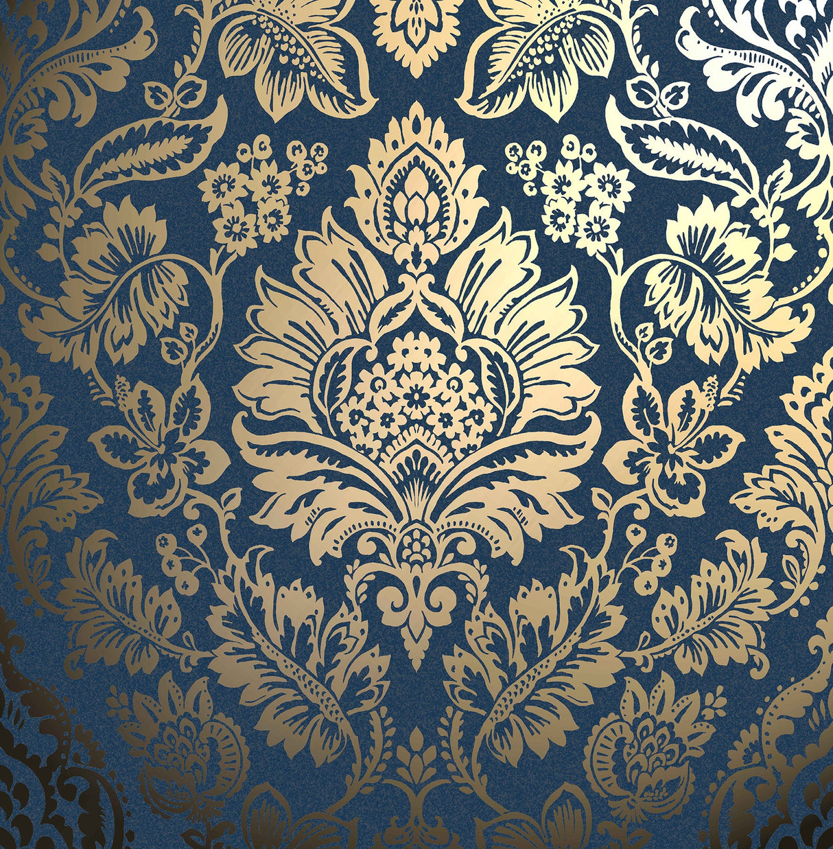 Fine Decor FD42564 Platinum Navy Damask Wallpaper