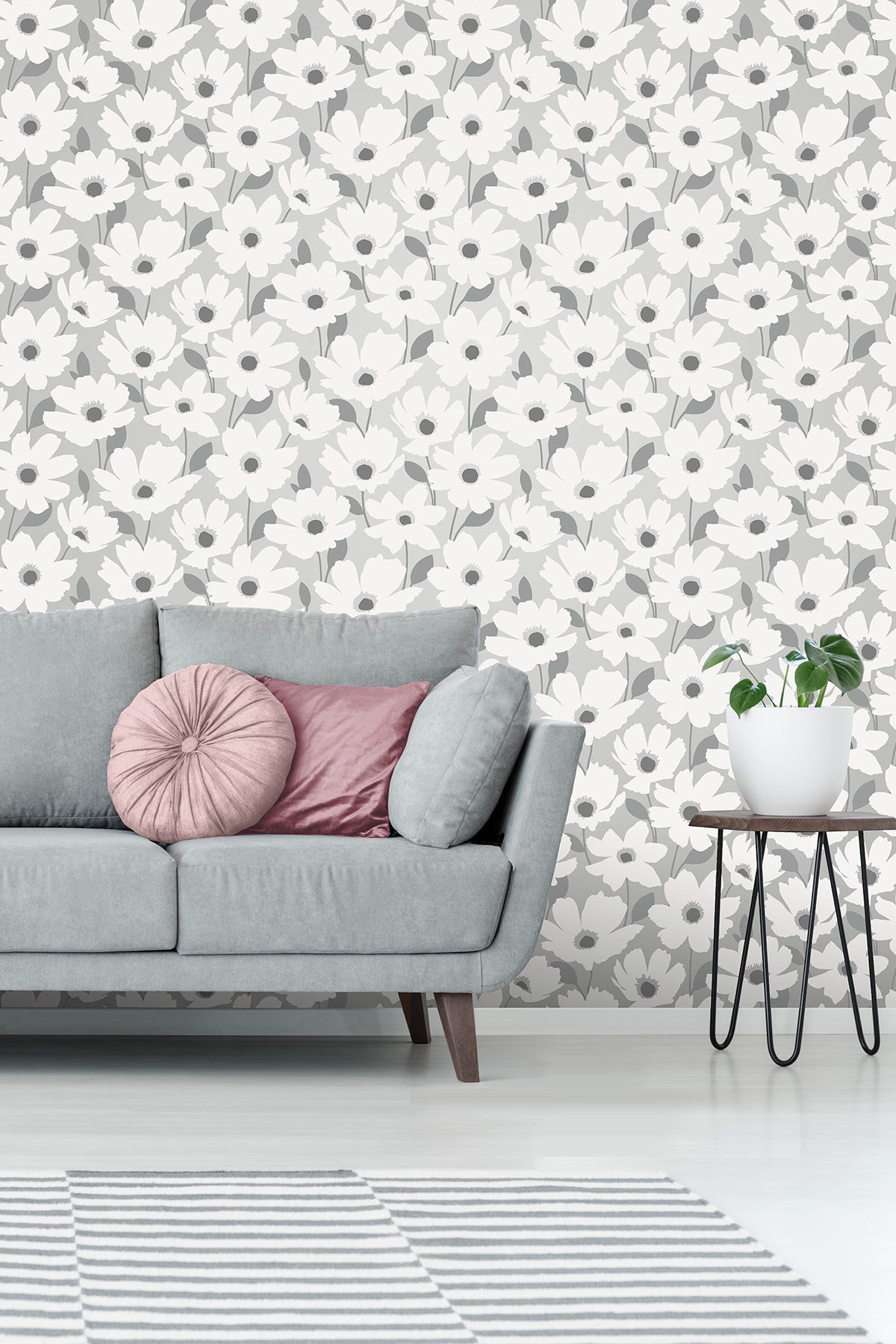 Fine Decor FD42573 Mia Silver Floral Wallpaper