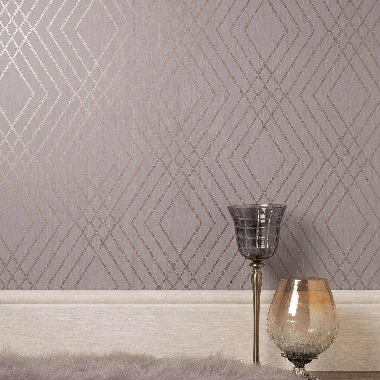 Fine Decor FD42604 Shard Grey Trellis Wallpaper