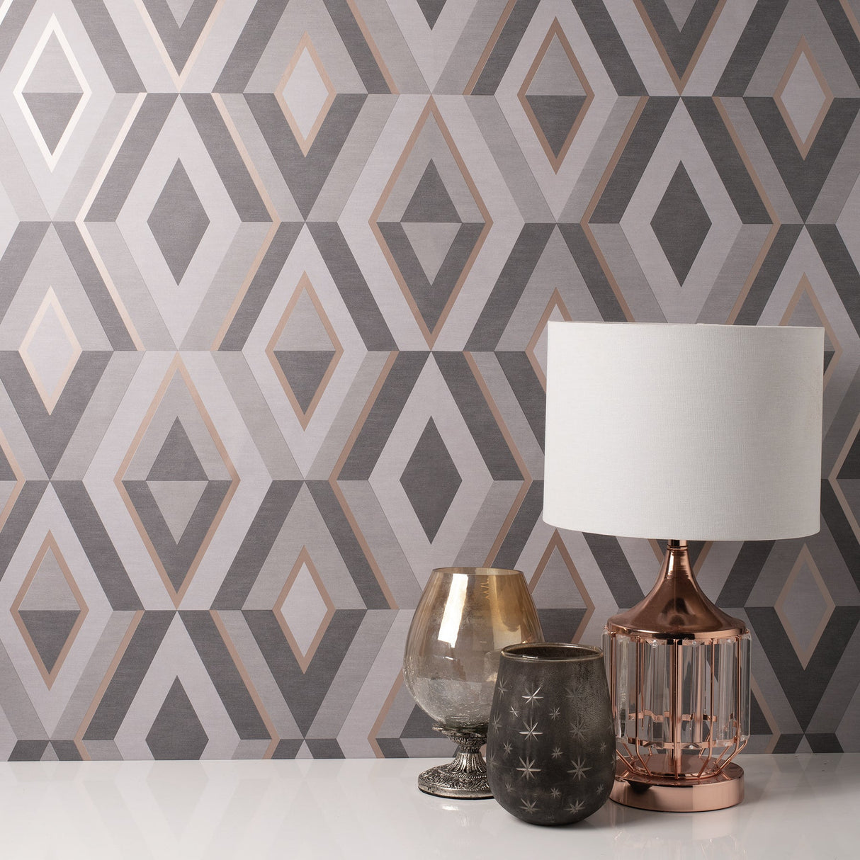 Fine Decor FD42607 Shard Charcoal Geometric Wallpaper