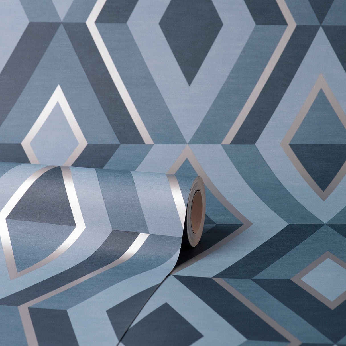 Fine Decor FD42608 Shard Blue Geometric Wallpaper
