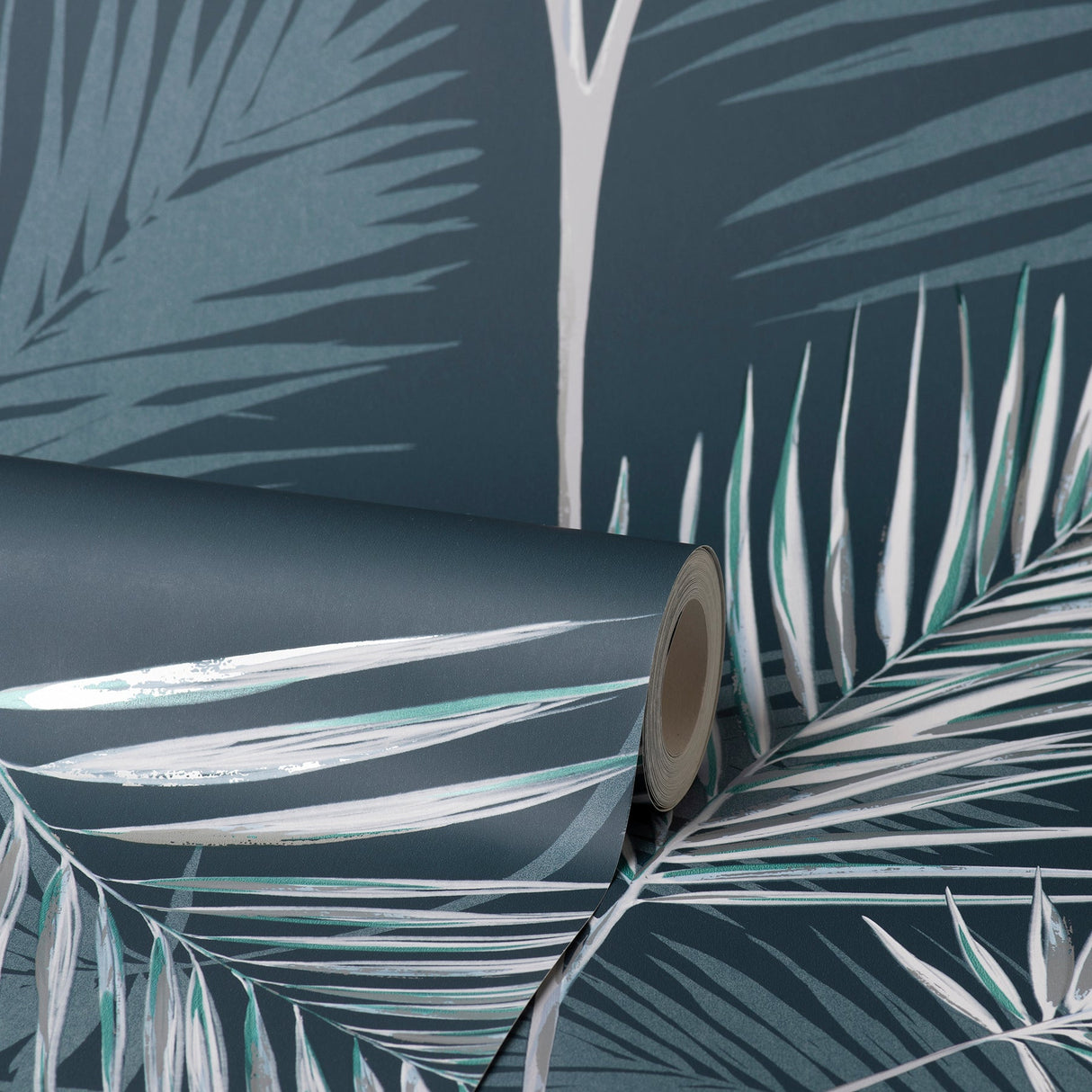 Fine Decor FD42681 South Beach Navy Fronds Wallpaper