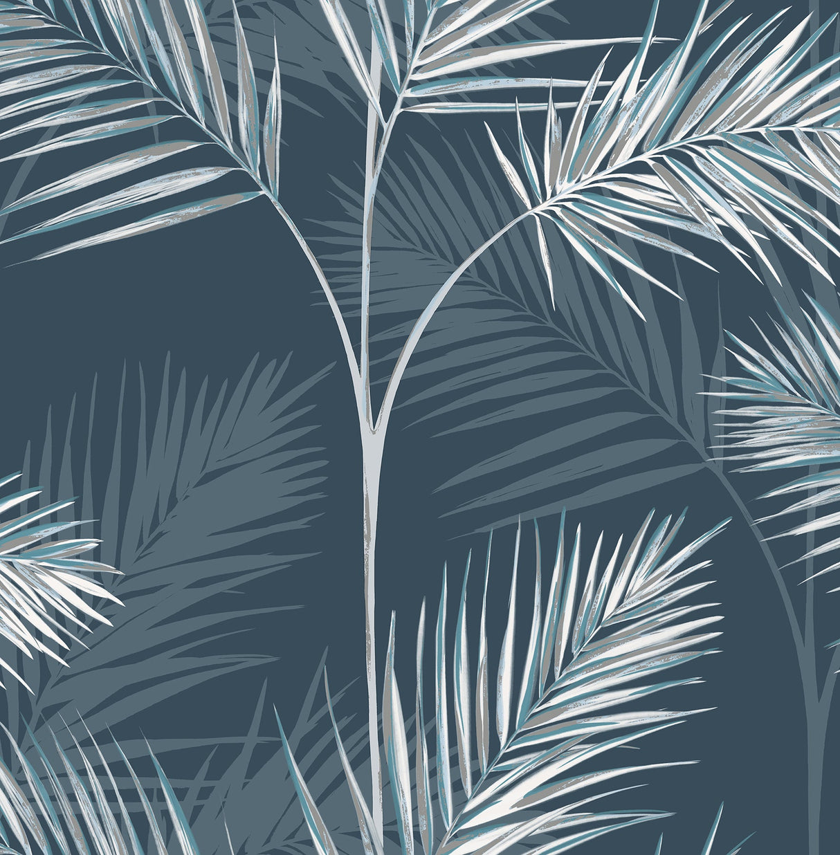 Fine Decor FD42681 South Beach Navy Fronds Wallpaper