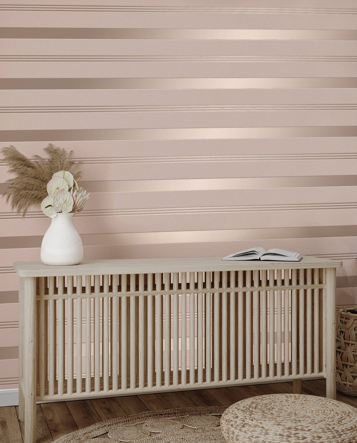 Fine Decor FD42799 Collin Pink Bexley Stripe Wallpaper