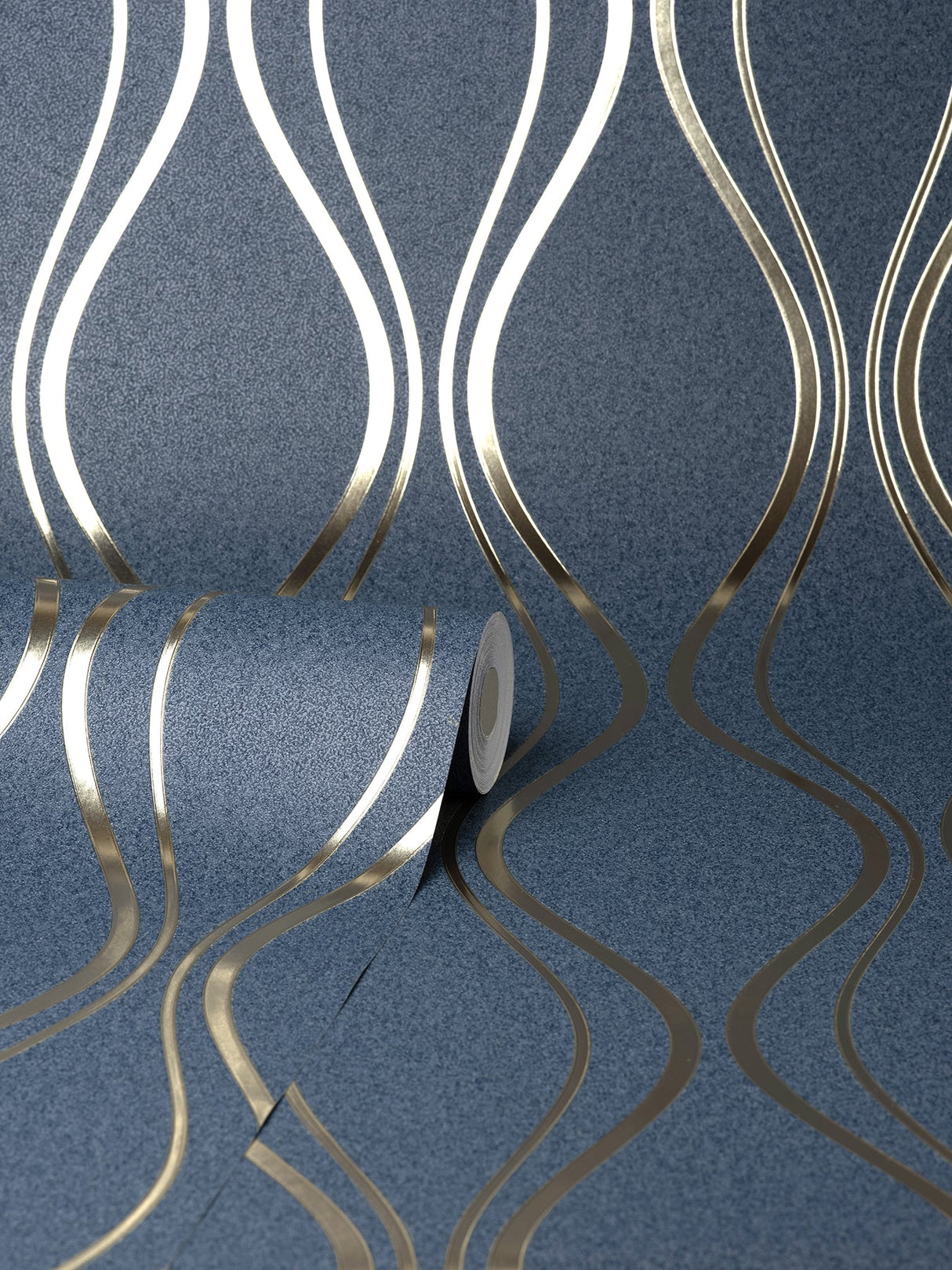 Fine Decor FD42801 Odie Blue Contour Wave Wallpaper