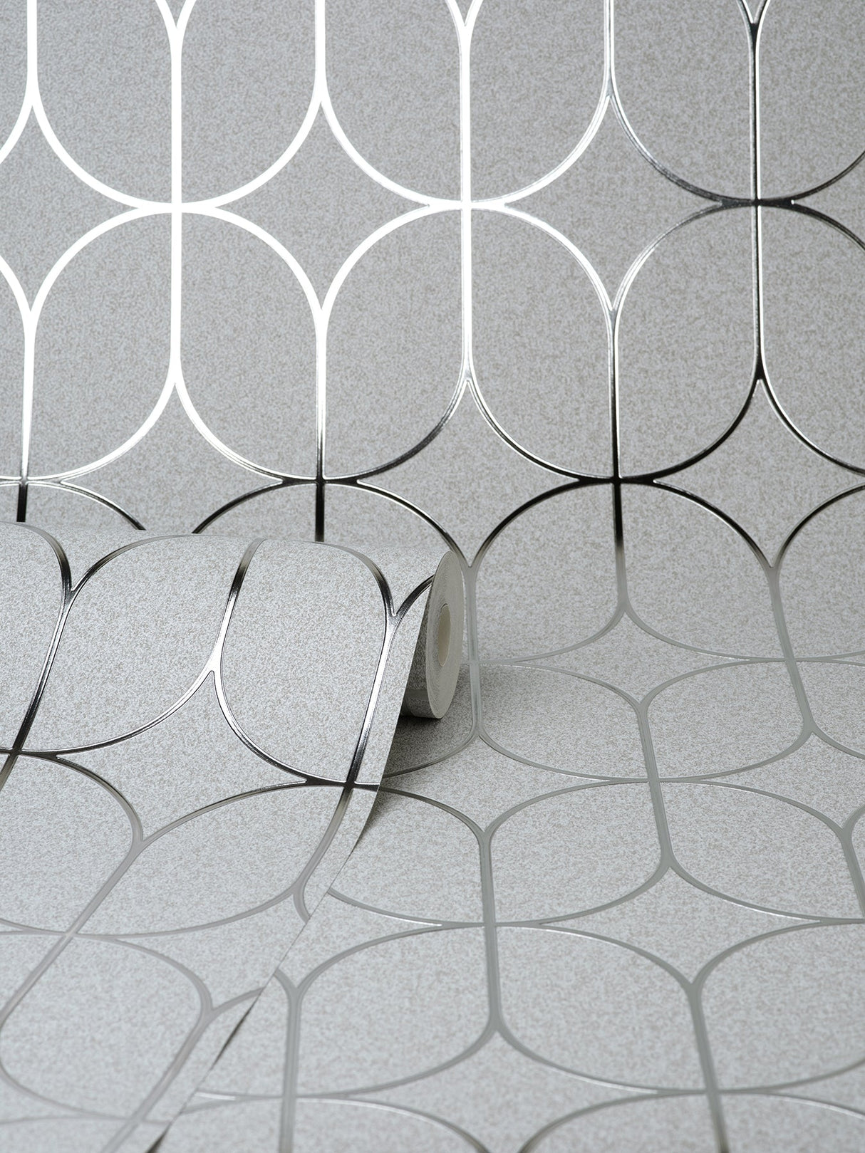 Fine Decor FD42803 Raye Silver Rosco Trellis Wallpaper