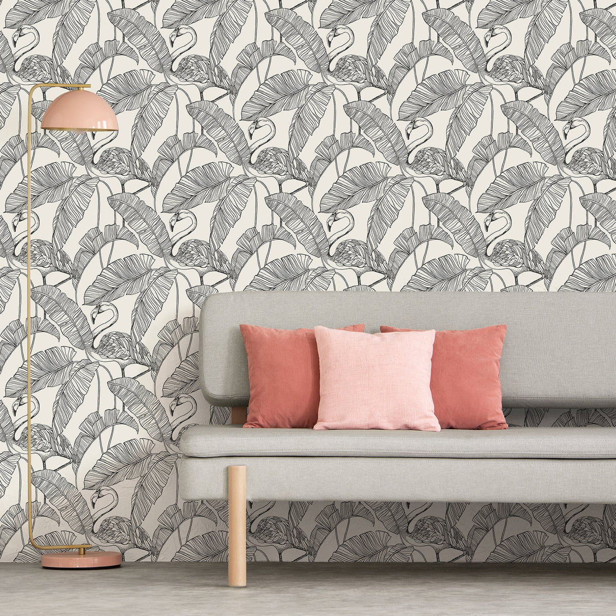 Fine Decor FD42944 Mulholland White Flamingo Wallpaper
