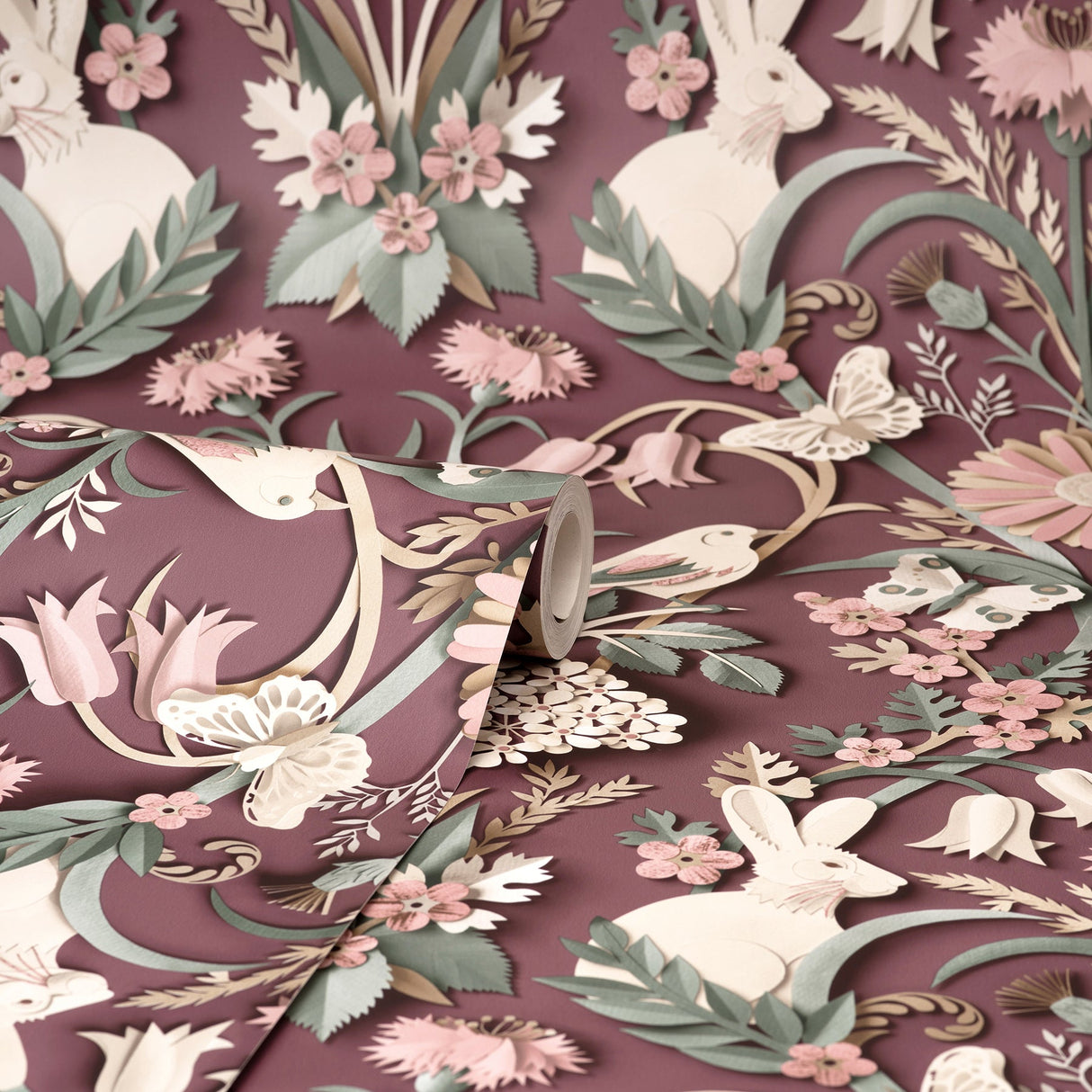 Fine Decor FD42949 Fae Plum Woodland Wallpaper