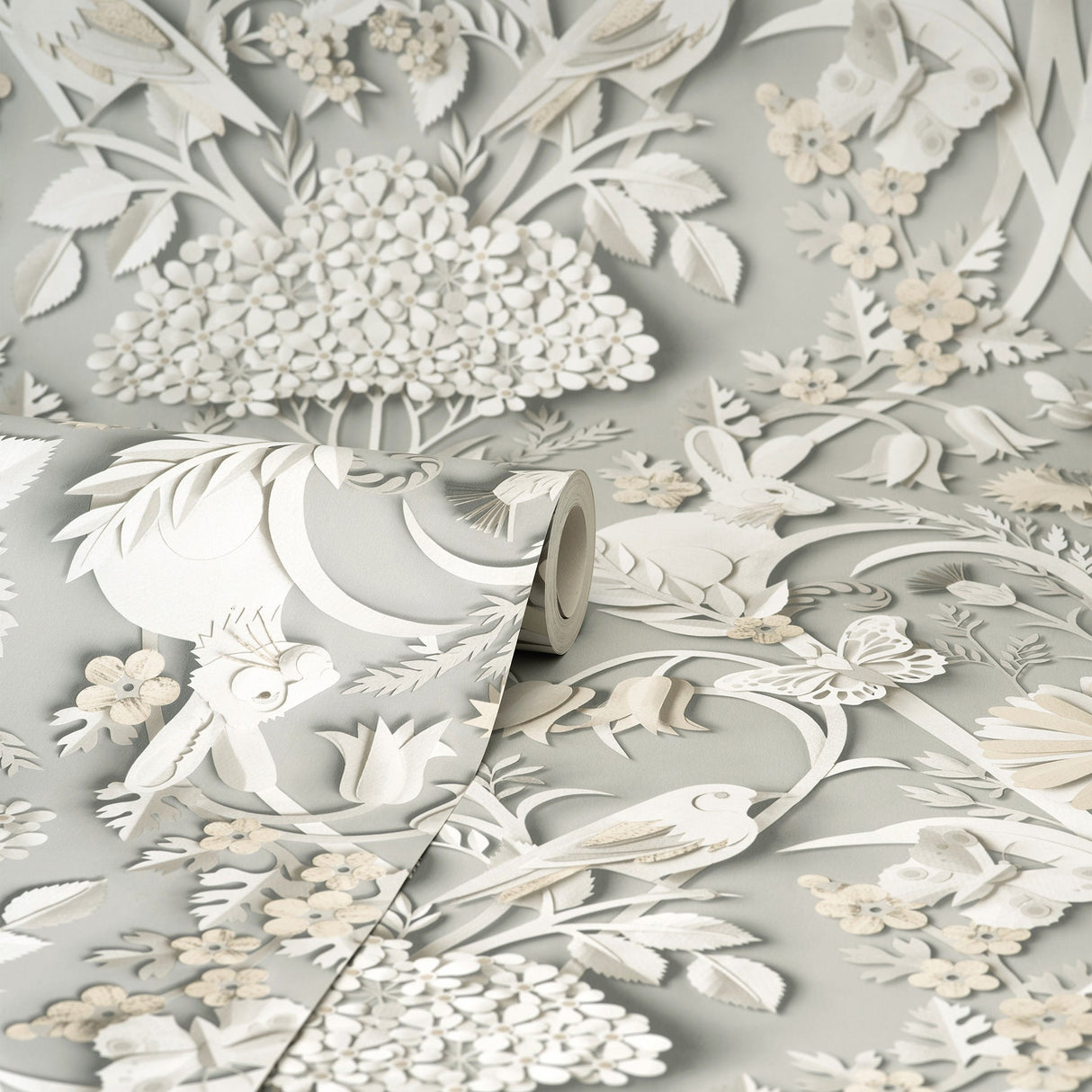 Fine Decor FD42952 Fae Light Grey Woodland Wallpaper