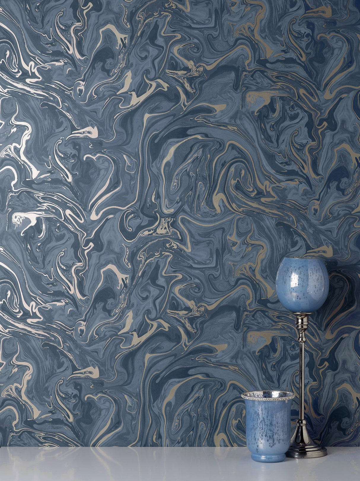 Fine Decor FD43055 Suave Navy Marble Wallpaper