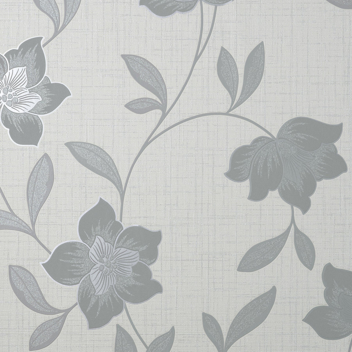 Fine Decor FD43068 Larson Grey Floral Wallpaper