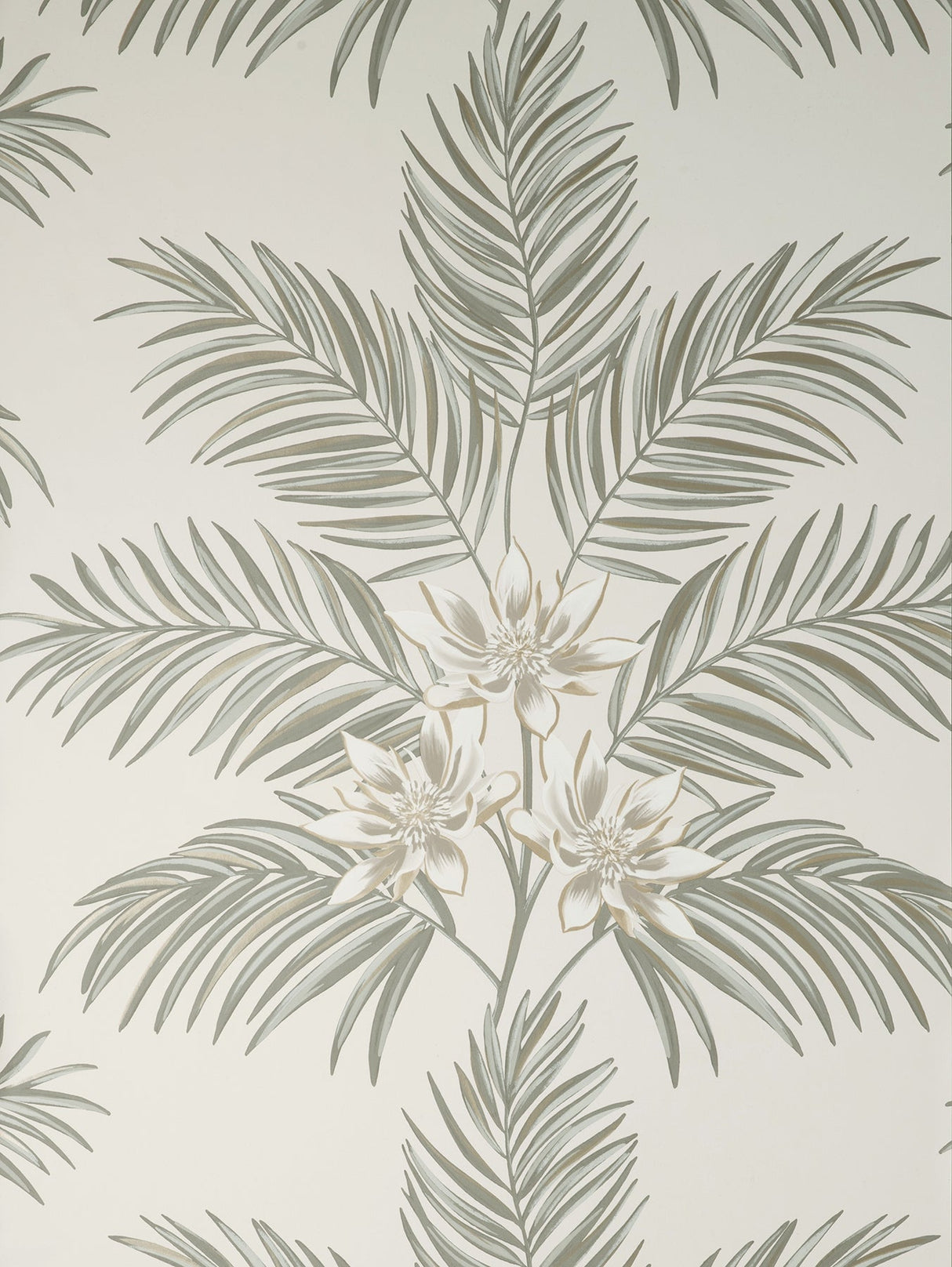 Fine Decor FD43277 Bali Light Grey Palm Wallpaper