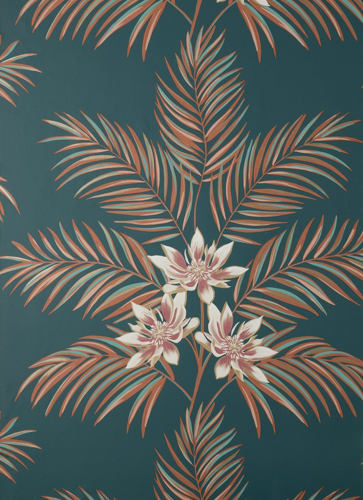 Fine Decor FD43280 Bali Teal Palm Wallpaper