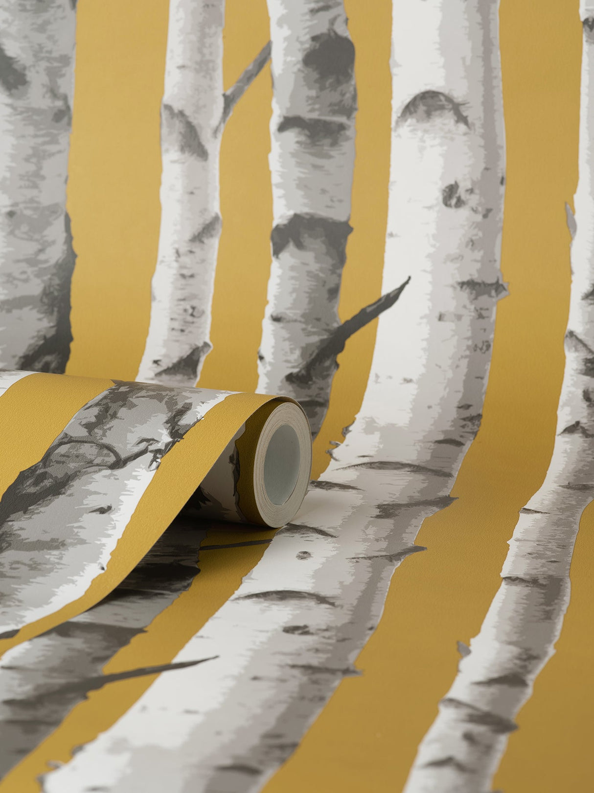 Fine Decor FD43290 Chester Mustard Birch Trees Wallpaper