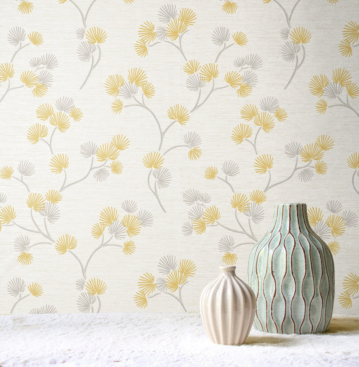 Fine Decor FD43309 Kira Mustard Trail Wallpaper