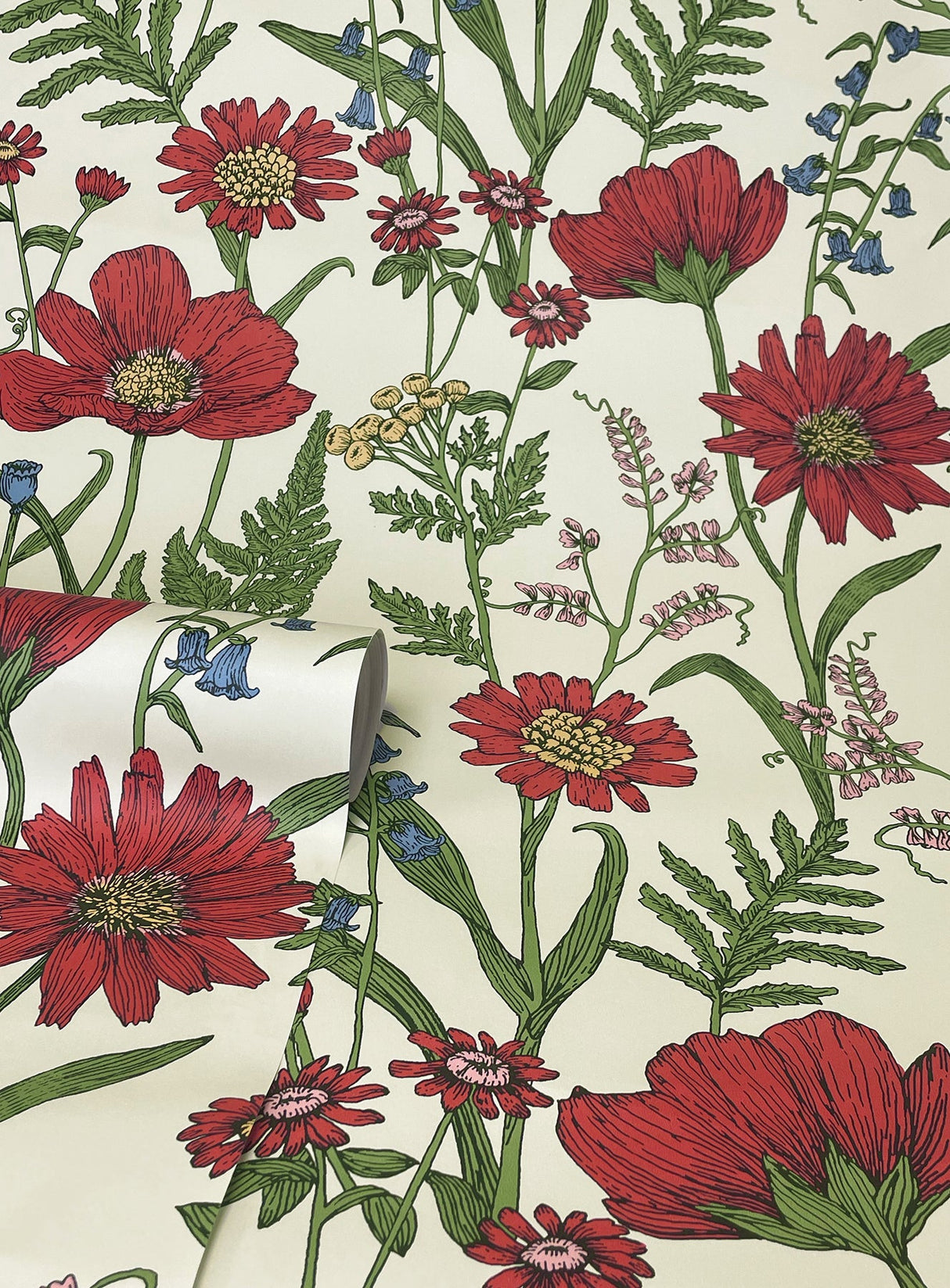 Fine Decor FD43335 Arden Red Wild Meadow Wallpaper