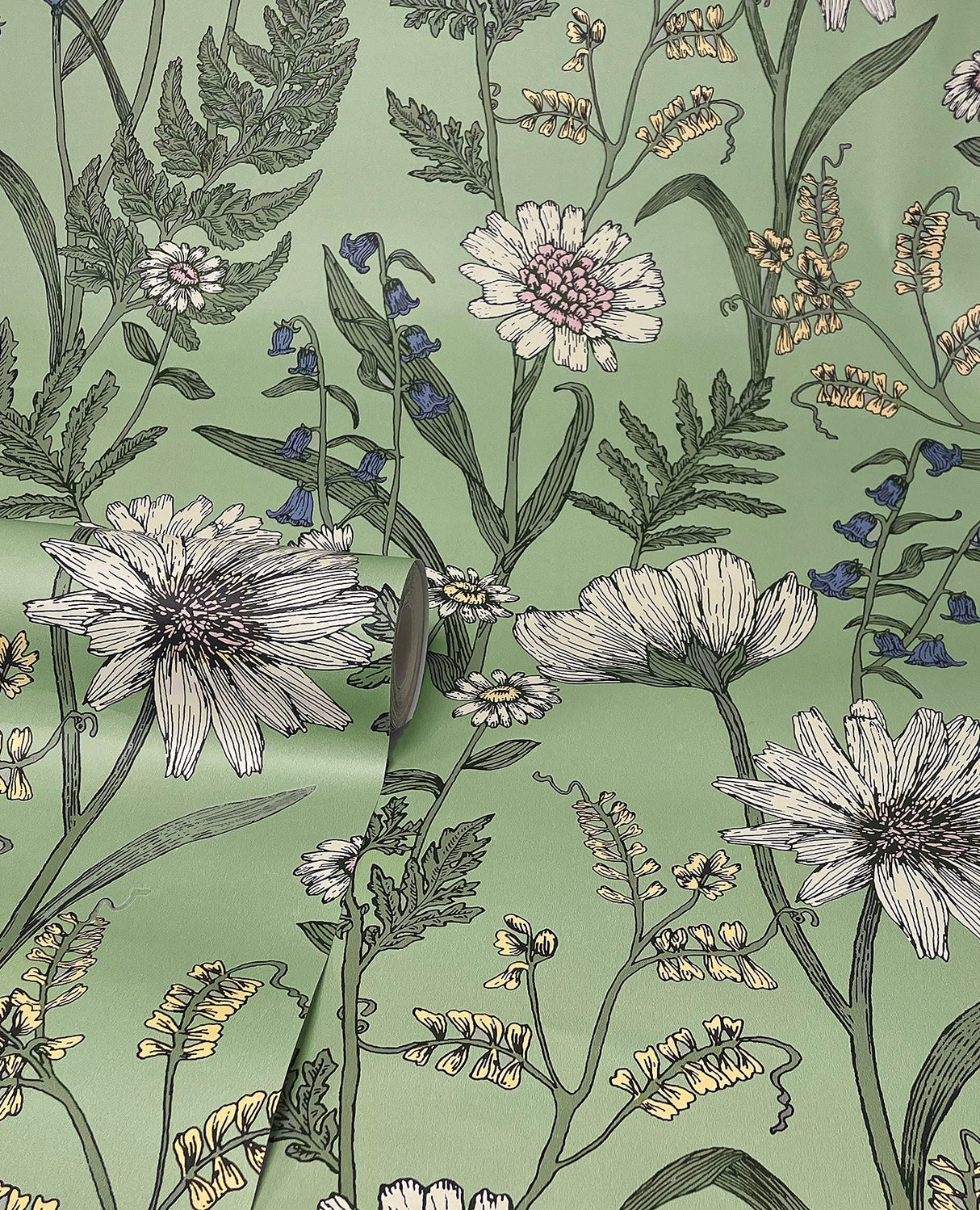 Fine Decor FD43337 Arden Sage Wild Meadow Wallpaper