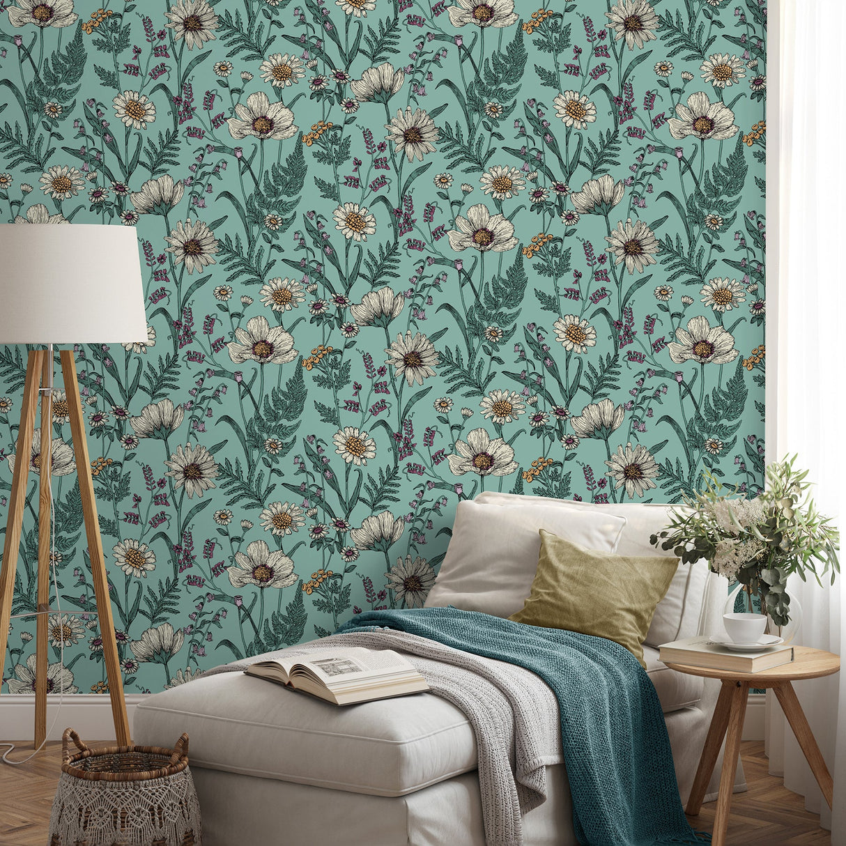 Fine Decor FD43338 Arden Blue Wild Meadow Wallpaper