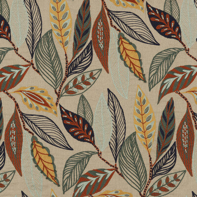 MULBERRY FD766.H43.0 FOREST LEAVES INDIGO/TEAL Fabric - Eade's Wallpaper