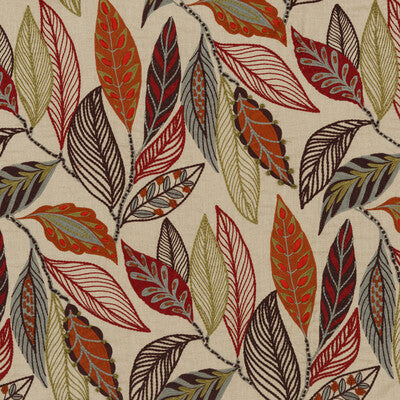 MULBERRY FD766.V54.0 FOREST LEAVES RED/PLUM Fabric - Eade's Wallpaper