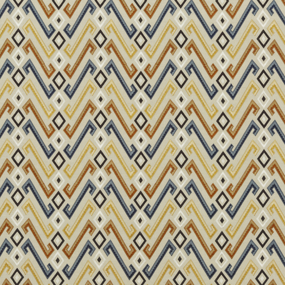 MULBERRY FD770.H53.0 JAZZ INDIGO/SPICE Fabric - Eade's Wallpaper