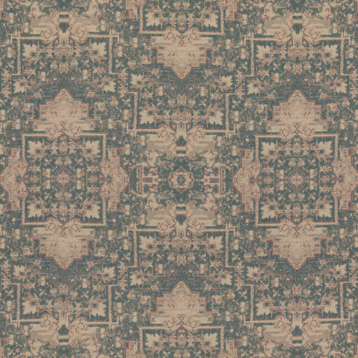MULBERRY FD782.G16.0 FADED TAPESTRY BLUE/STONE Fabric - Eade's Wallpaper