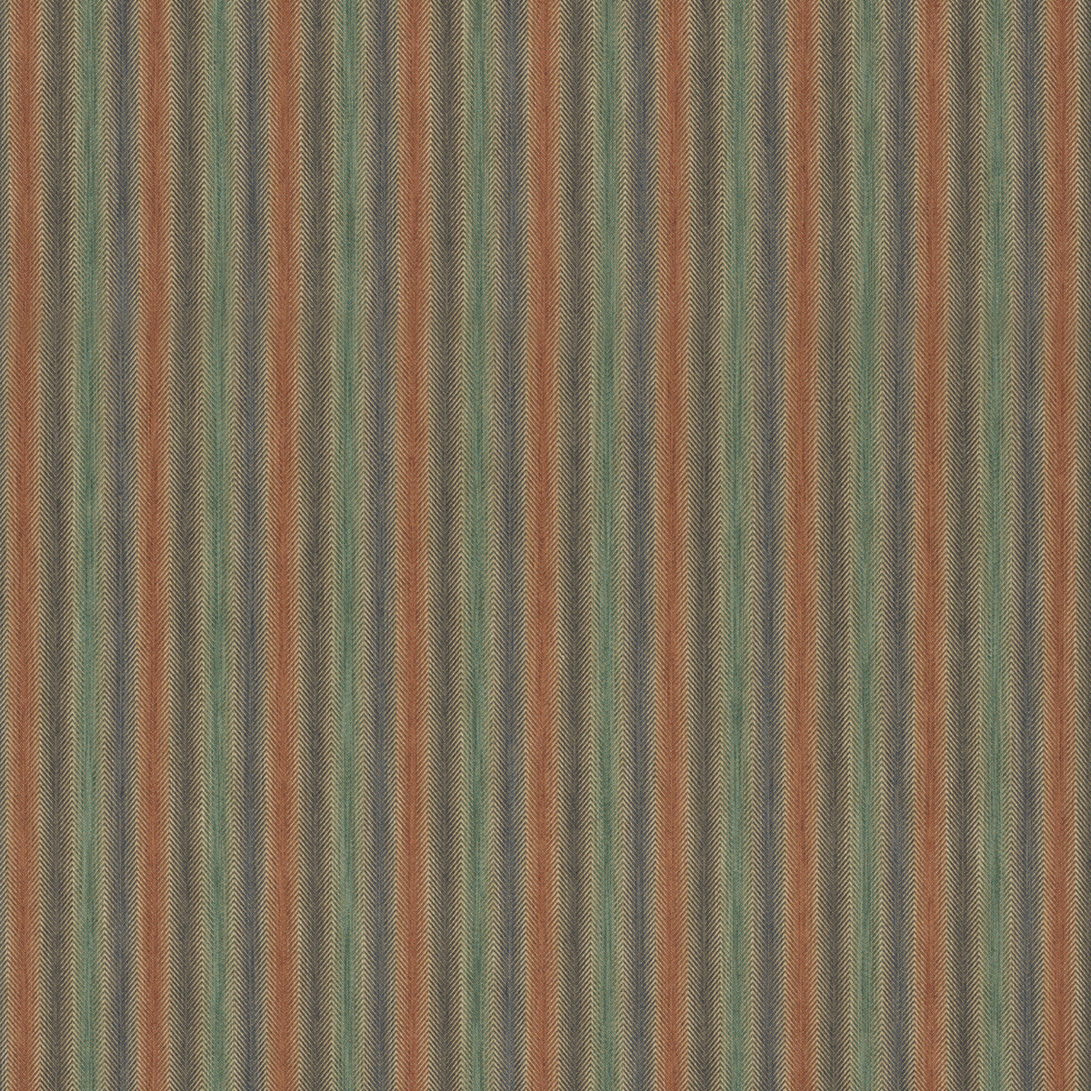 MULBERRY FD811.R50.0 SHEPTON STRIPE TEAL/SPICE Fabric - Eade's Wallpaper