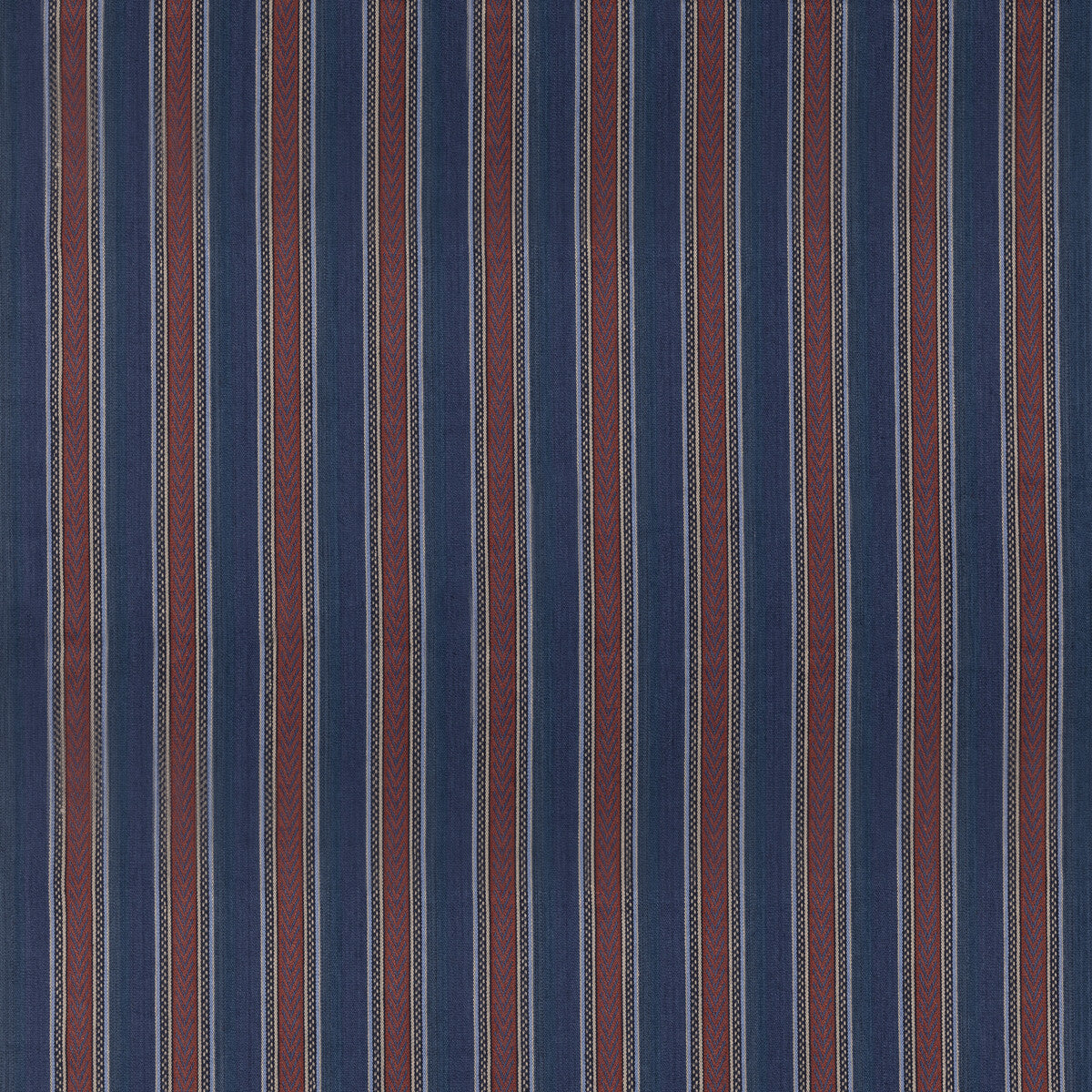 MULBERRY FD826.G103.0 BARRINGTON STRIPE INDIGO/RED Fabric - Eade's Wallpaper