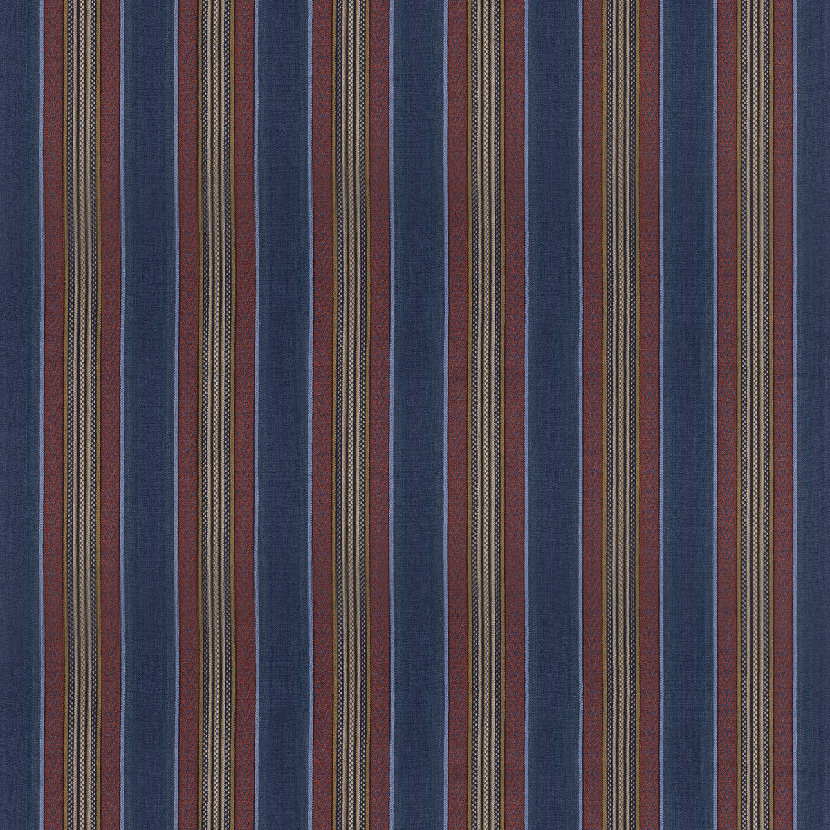 MULBERRY FD827.G103.0 WESTERLY STRIPE INDIGO/RED Fabric - Eade's Wallpaper