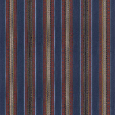 MULBERRY FD827.G103.0 WESTERLY STRIPE INDIGO/RED Fabric - Eade's Wallpaper