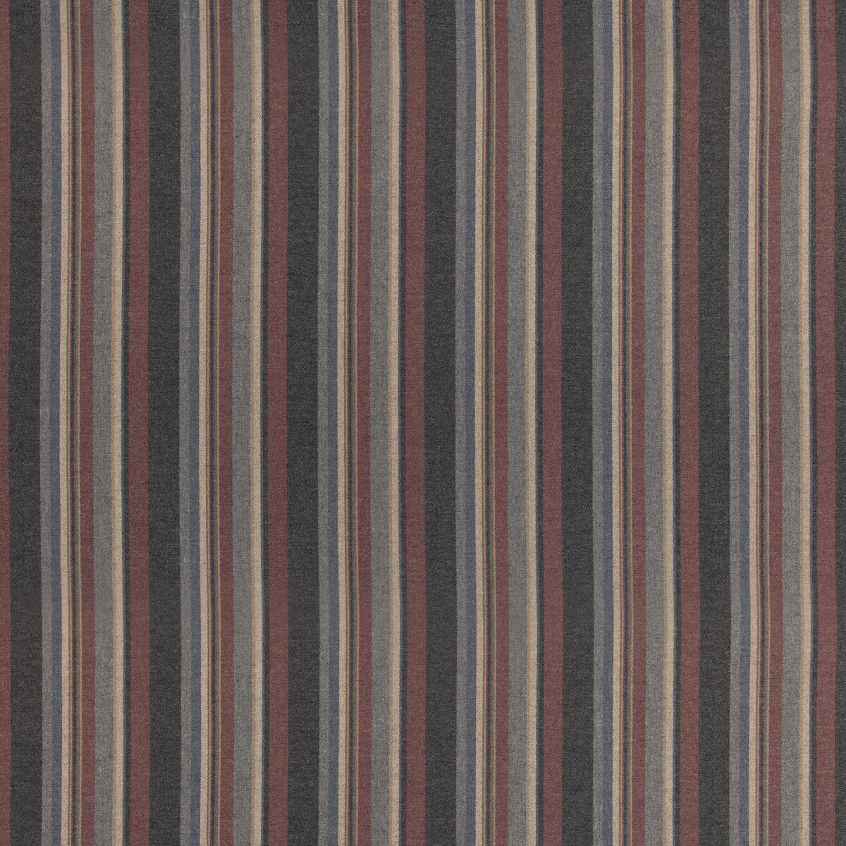 MULBERRY FD839.A44.0 LINDISFARNE STRIPE CHARCOAL/RED Fabric - Eade's Wallpaper