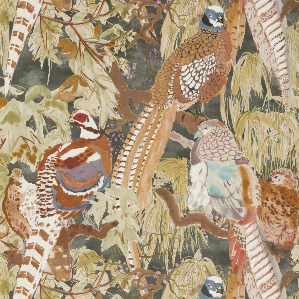 MULBERRY FG085.A101.0 GAME BIRDS CHARCOAL Wallpaper - Eade's Wallpaper