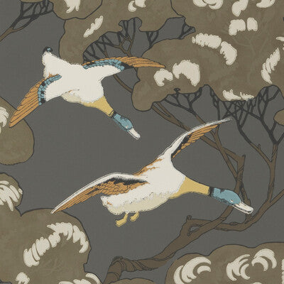MULBERRY FG090.A101.0 FLYING DUCKS CHARCOAL Wallpaper - Eade's Wallpaper