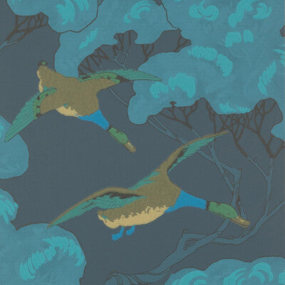 MULBERRY FG090.H10.0 FLYING DUCKS INDIGO Wallpaper - Eade's Wallpaper