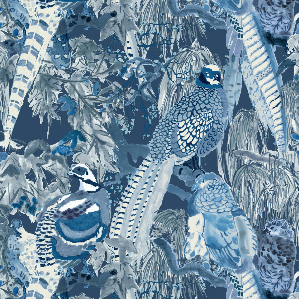 MULBERRY FG101.H10.0 GAME BIRDS INDIGO Wallpaper - Eade's Wallpaper