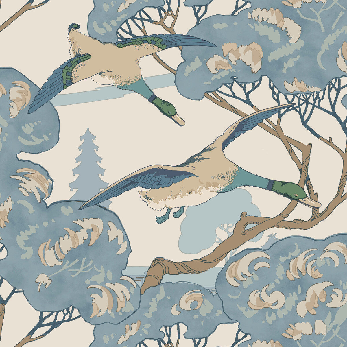 MULBERRY FG102.H101.0 GRAND FLYING DUCKS BLUE Wallpaper - Eade's Wallpaper