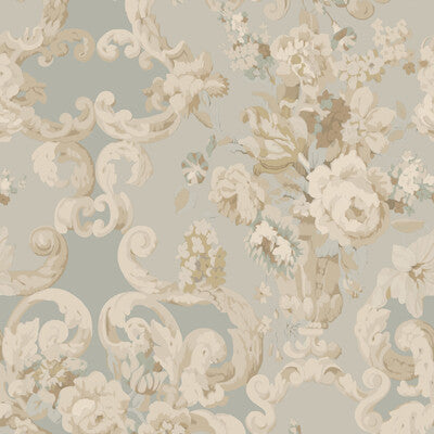 MULBERRY FG103.R104.0 FLORAL ROCOCO AQUA Wallpaper - Eade's Wallpaper