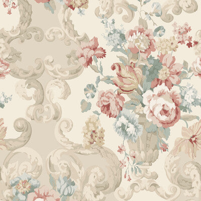 MULBERRY FG103.R114.0 FLORAL ROCOCO LOVAT/RED Wallpaper - Eade's Wallpaper