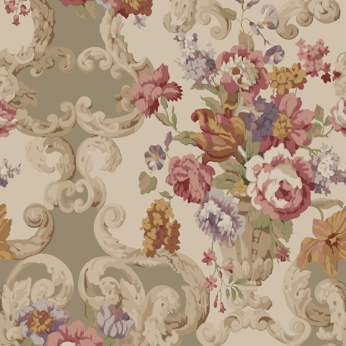 MULBERRY FG103.V54.0 FLORAL ROCOCO RED/PLUM Wallpaper - Eade's Wallpaper